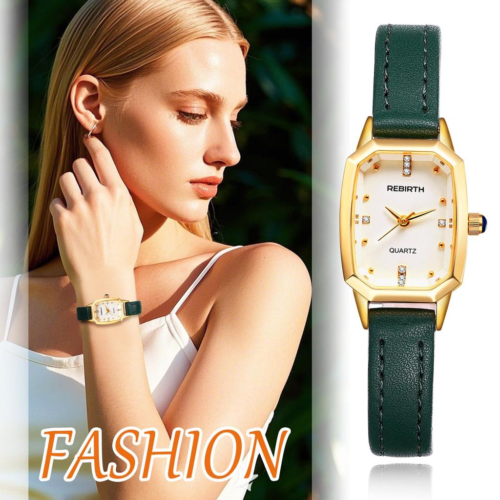 Women's Square Watch with Genuine Leather and Waterproof Design: Casual, Stylish, Sparkling Diamond Design, Popular Stainless Steel Analog Display