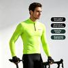 Summer Men's Long Sleeve Cycling Jersey, Half Zip Breathable Mesh Bike Shirt, Fluorescent High Visibility Road Biking Top