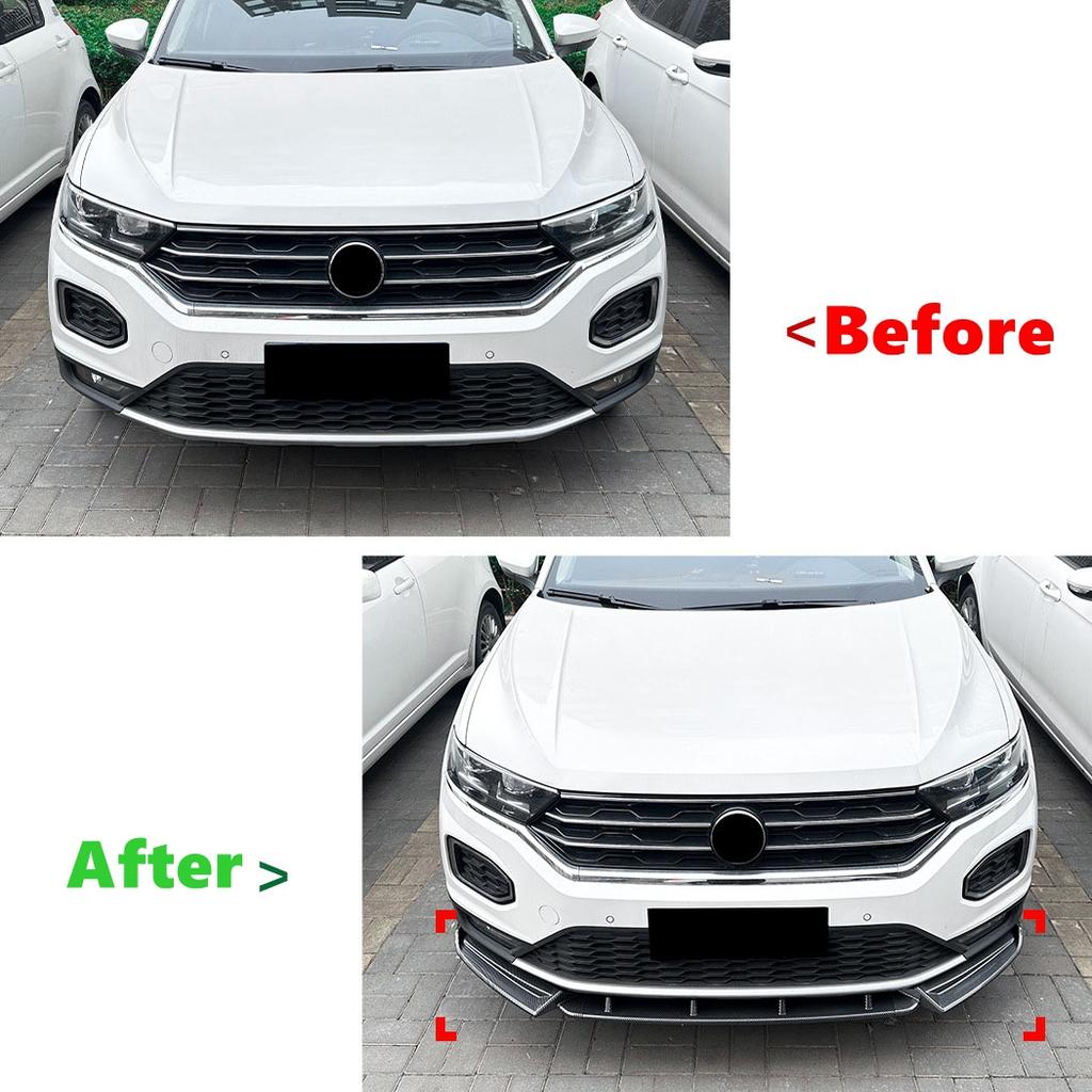 Car Front Bumper Lip Spoiler Diffuser Splitters BodyKit Aprons Cover Guard Trim For Volkswagen T-Roc Standard Edition 2018-2022