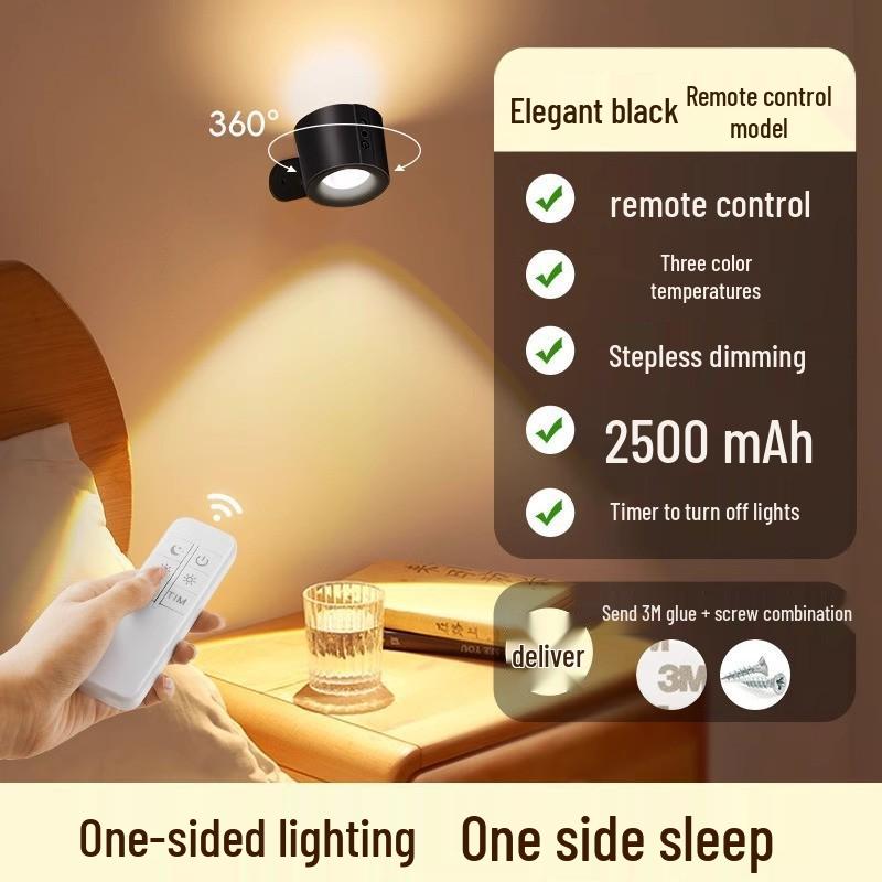 Portable LED Magnetic Wall Lamp – Easy Install, Adjustable Spotlight, Minimalist Design for Ambience and Reading.