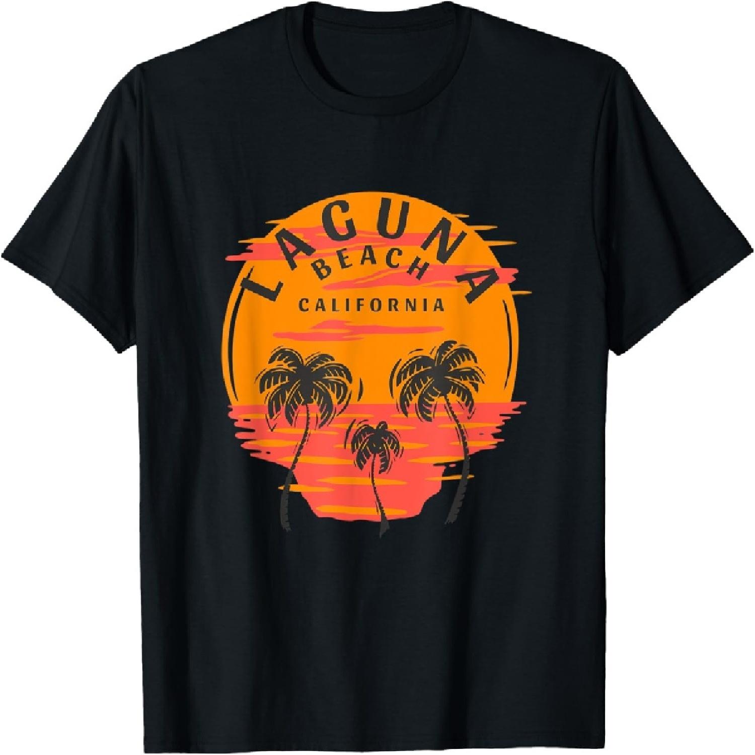 Laguna Beach California Palm Trees Sunset Skull Beach Men Women Kids T-Shirt S