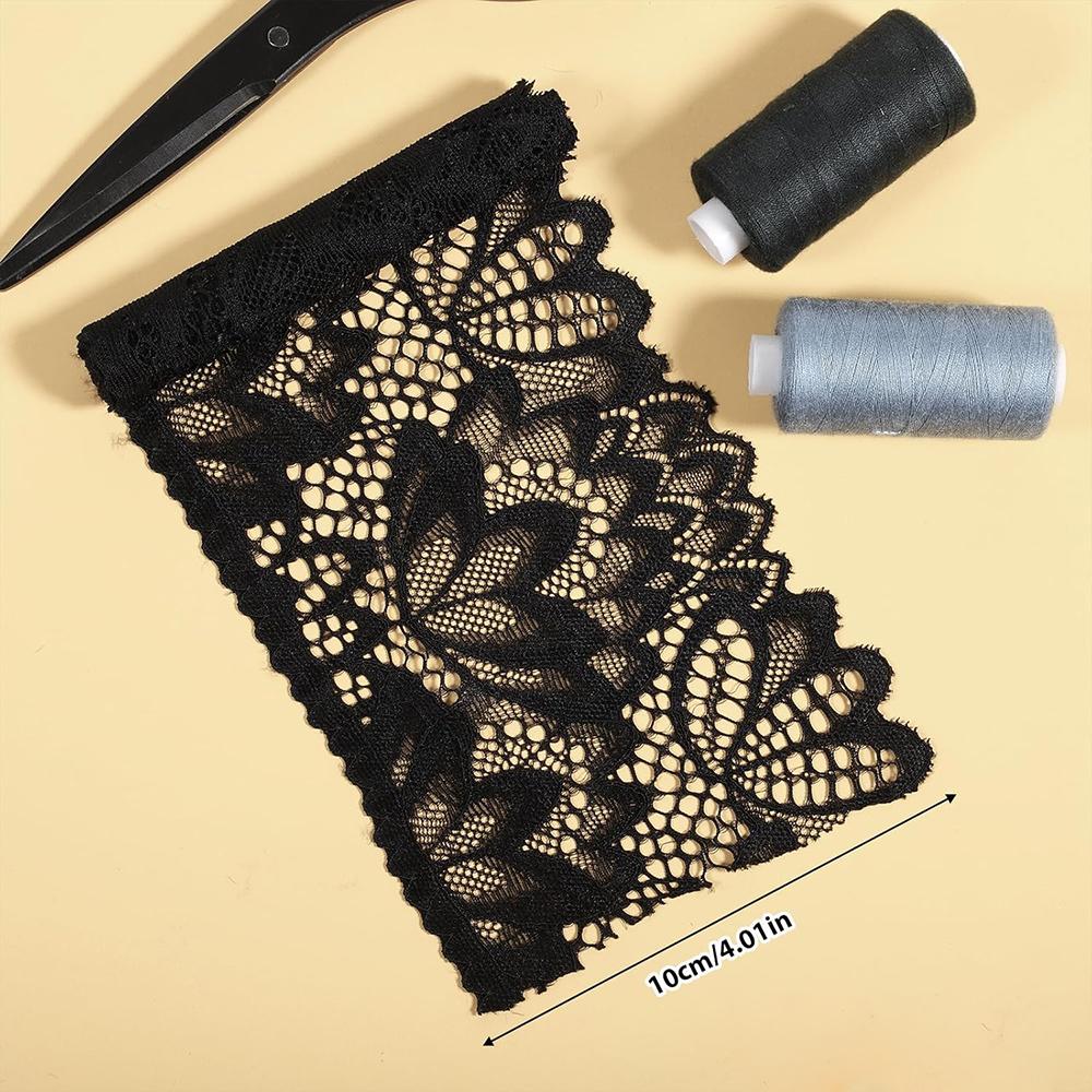 2Yards Black Lace Embroidery Fabric DIY Lace Applique Craft Sewing Ribbon