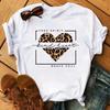 Leopard Love Heart Print Women Fashion T Shirt Black Female Short Sleeve Graphic Tops Women Sleeved Harajuk Streetwear Casual