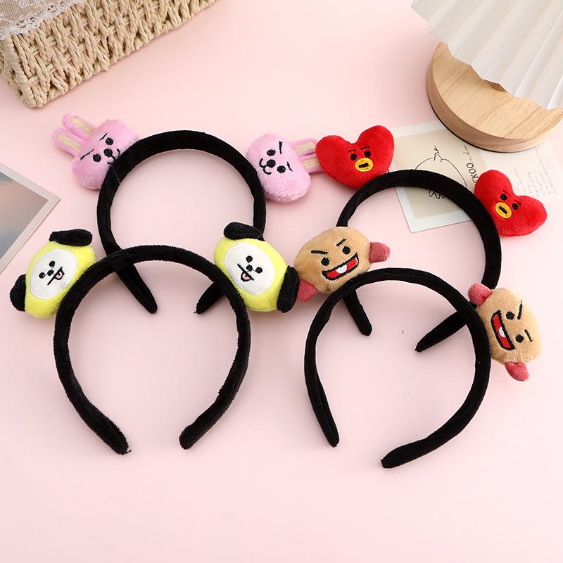 Bt21 Cartoon Cute Plush Doll Headband Suitable For Daily Use Girl'S Hair Accessory Anime Peripheral Decoration Birthday Gift