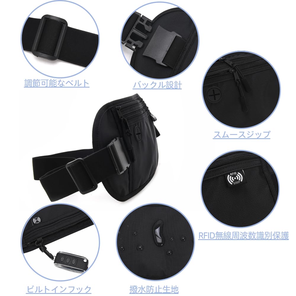 KALOLINNA Security Waist Pouch with Travel Passport Ideal for International and Outdoor Unisex Pouch, RFID, Case, Waterproof, Slim, Lightweight,