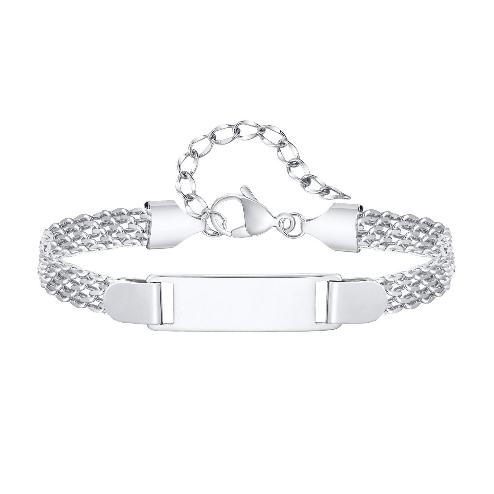 

Atoztide Engrave Name Bracelet For Women Men Couple Stainless Steel Jewelry Thick Chain Personalized Mother Kids Birthday Gift NO engrave&12plus5cm