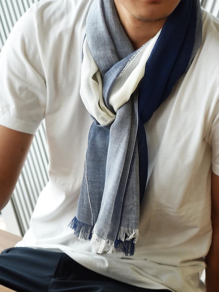 TAVARAT Thin Made in Antibacterial and Men's Stole, Japan, 100% Cotton, Kyotango, Odor-Resistant, Tps-044 (Navy)