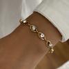 Stainless Steel Luxury Shiny Zircon Charm Bracelet for Women Gold Plated Metal Geometric Chain Bangle Party Minimalist Jewelry