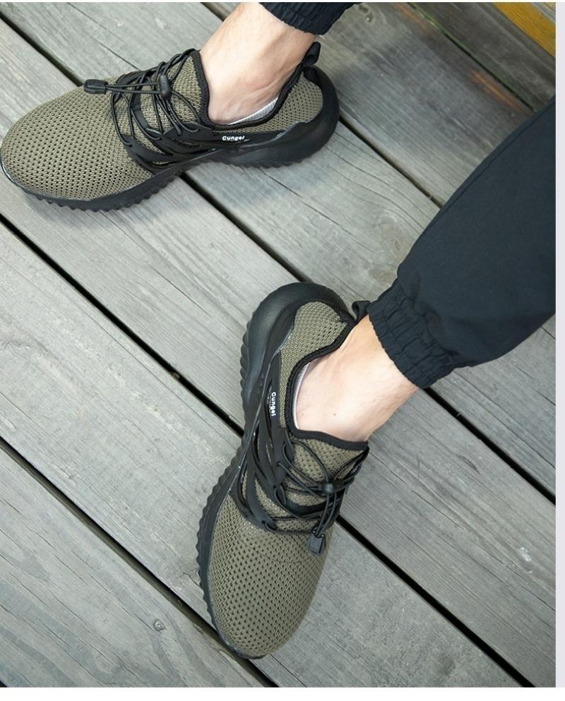 Herrenmode Stahlkappenschuhe Kevlarfaser Sicherheitsschuhe Atmungsaktive Anti-Smashing Anti-Piercing-Arbeitsschuhe für Männer