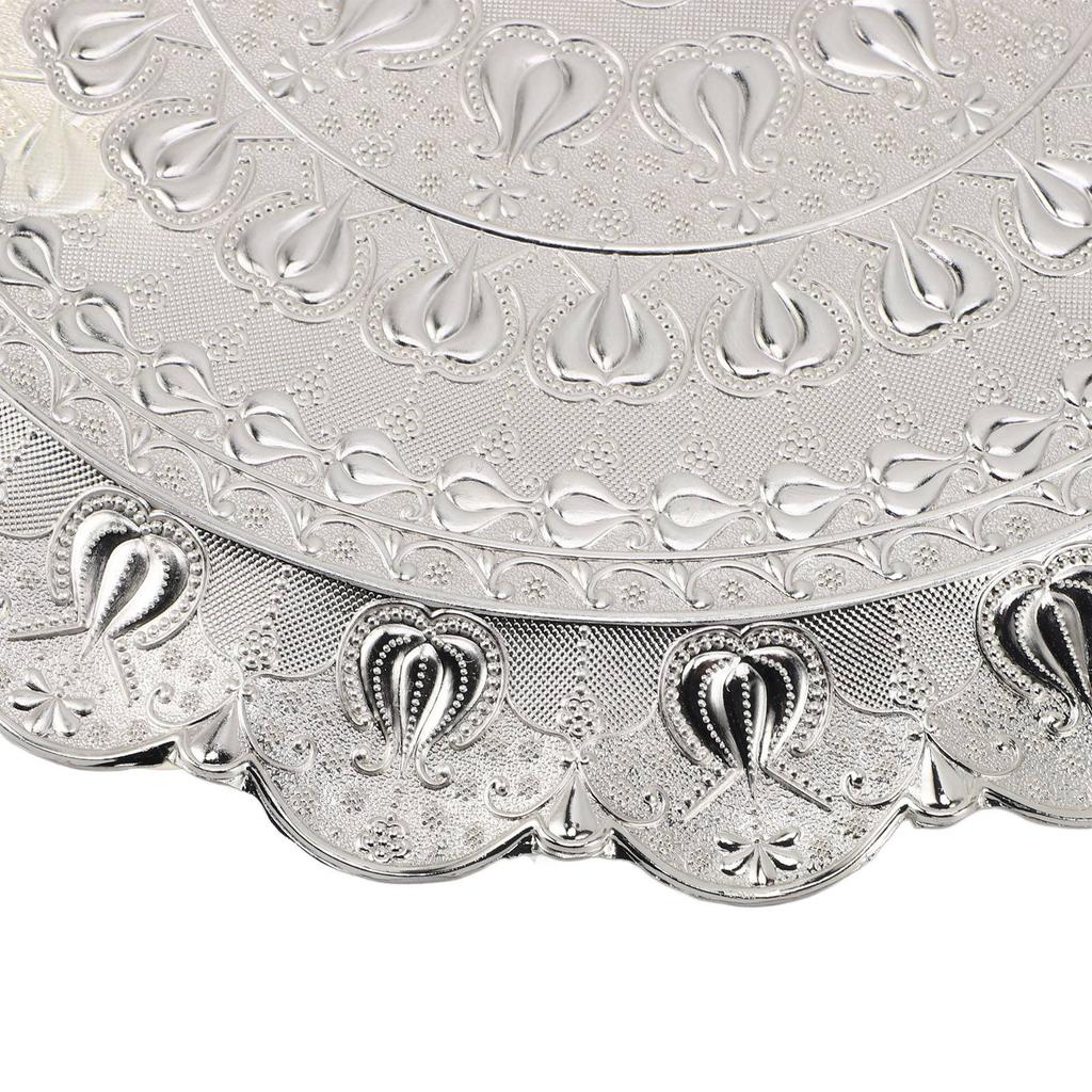 Turkish Tea Coffee Serving Tray Vintage   Embossed Pattern Round Coffee Plate for Bar Outdoor   Dessert