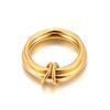 JeeMango High Quality Fashion Simple Scrub Stainless Steel Rings for Women 6mm Width Gold Plated Finger Ring Jewelry Gift R26030