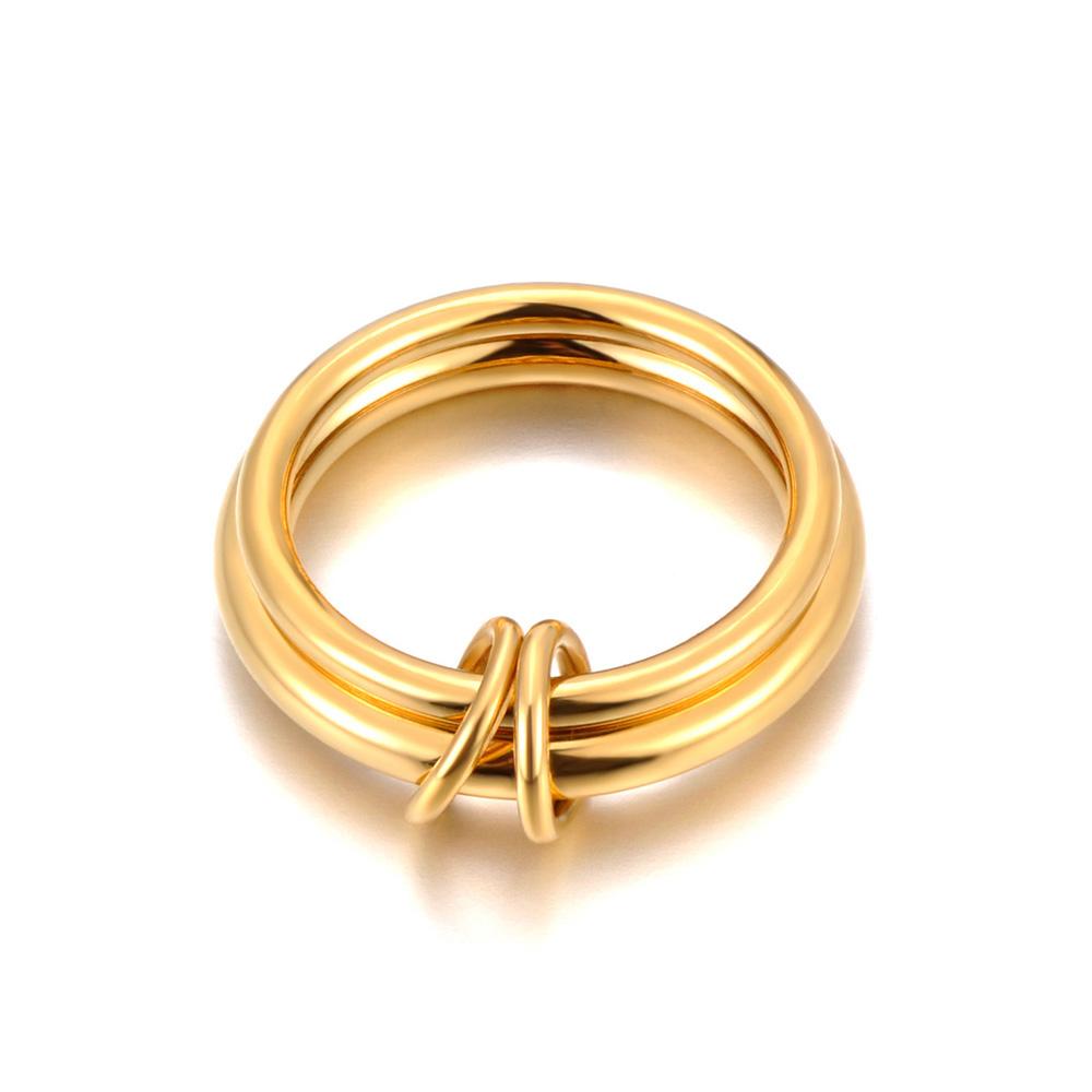 JeeMango High Quality Fashion Simple Scrub Stainless Steel Rings for Women 6mm Width Gold Plated Finger Ring Jewelry Gift R26030