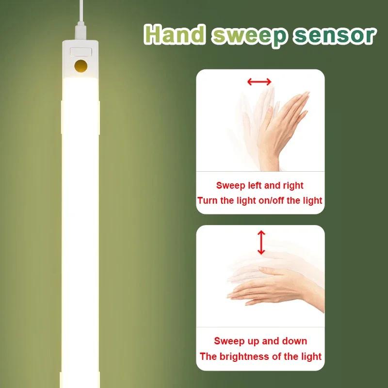 LED Cabinet Light PIR Motion Hand 40CM Sweep Sensor Desk Lights  USB Plug  For Home Kitchen Bedroom Closet Bedside Night Lamp