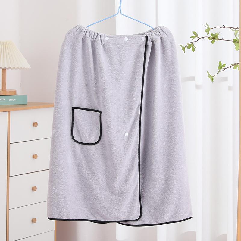 

40*140см/70*150см Мужское носимое микрофибровое банное полотенце-обертывание с кнопками, быстросохнущий впитывающий халат 70x150см для спа, бани и домашнего использования Short 40*140cm светло-серый