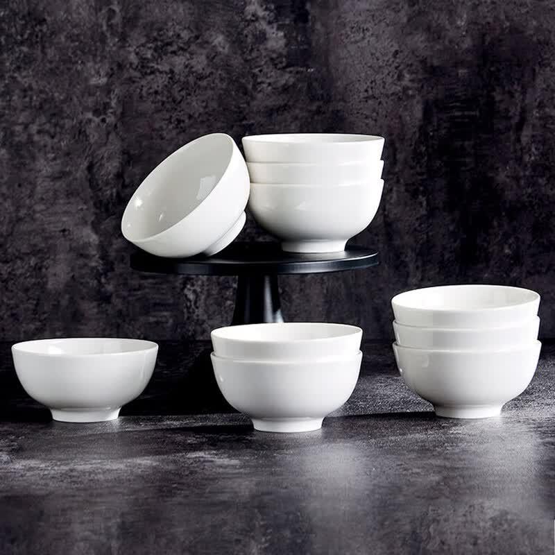 HUIHUADU White Porcelain Rice Bowl