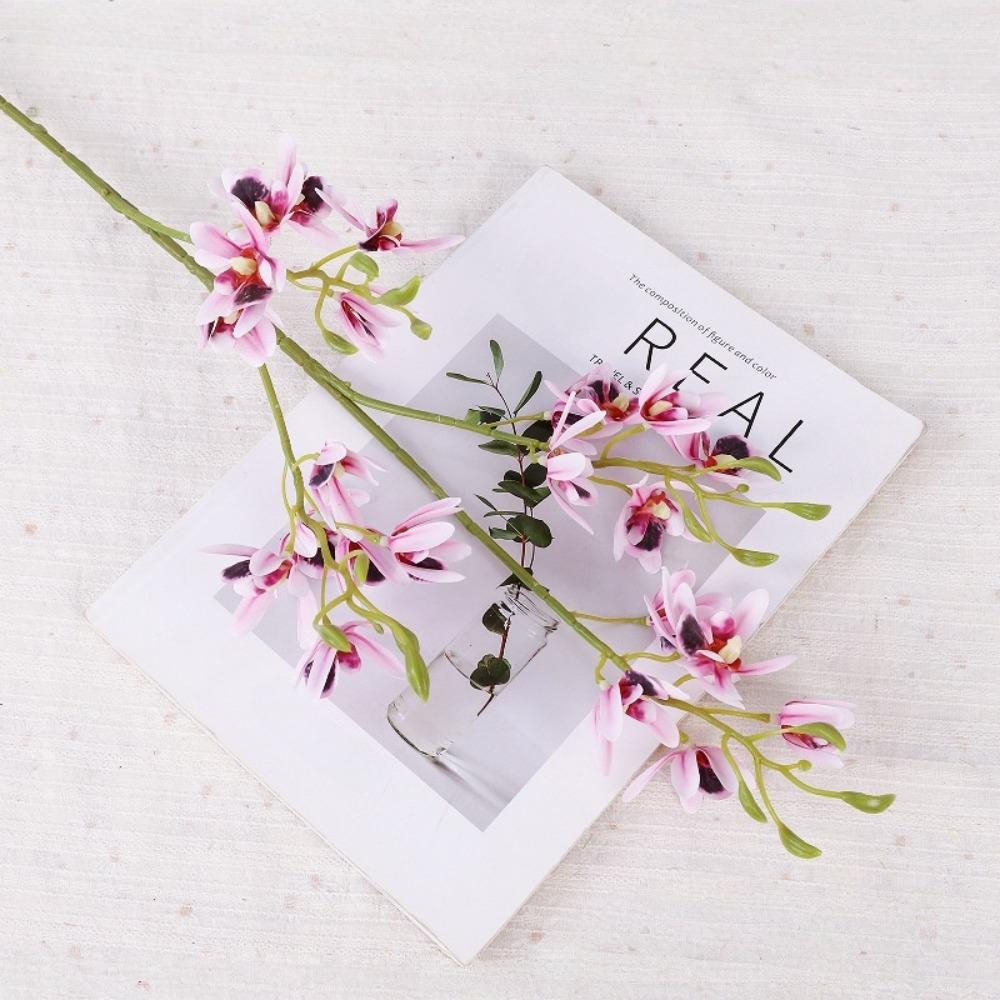 

Small Butterfly Orchid Artificial Vanda Orchid Flower Real Touch Realistic Faux Mini Phalaenopsis Handmade 72cm светло-розовый