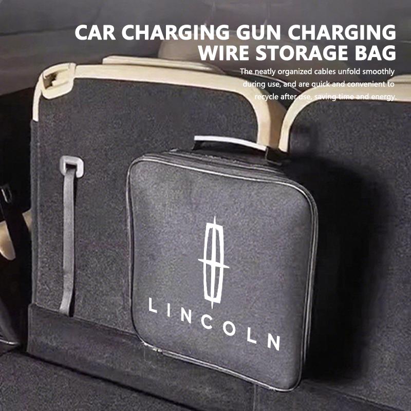 For Lincoln Car Charging Cable Storage Box Carry Bag Trunk Organizer Auto Accessories Navigator Continental Mondeo MKZ MKC jds2
