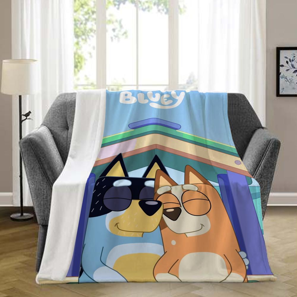 B-bluey-y Nadýchaná deka Estetická Přenosná Domů Cestování Kempování Pohovka Piknik Silná Teplá Flanelová deka
