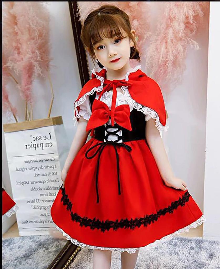 Halloween Cosplay for Little Red Riding Hood Kids Ribbon Cosplay Little Red Riding Hood Kids Halloween Kids Christmas Costume School Stage Birthday