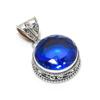Blue Sapphire Gemstone Silver Pendant In 925 Sterling Silver - Handmade Oval Design, Everyday Wear Jewelry Valentine Day Gift