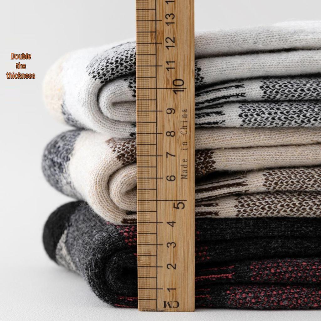 Herren Merinowolle Wadenlange Socken - Fleecefutter, Extra Dick, Frottee Warm, Überknie für Herbst & Winter.