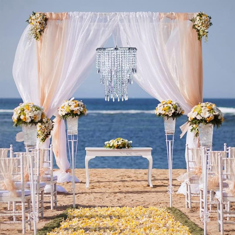 Sparkling Iridescent Beaded Chandeliers 8.6 inches Diameter for Wedding Centerpiece Living Room Bedroom Event Party