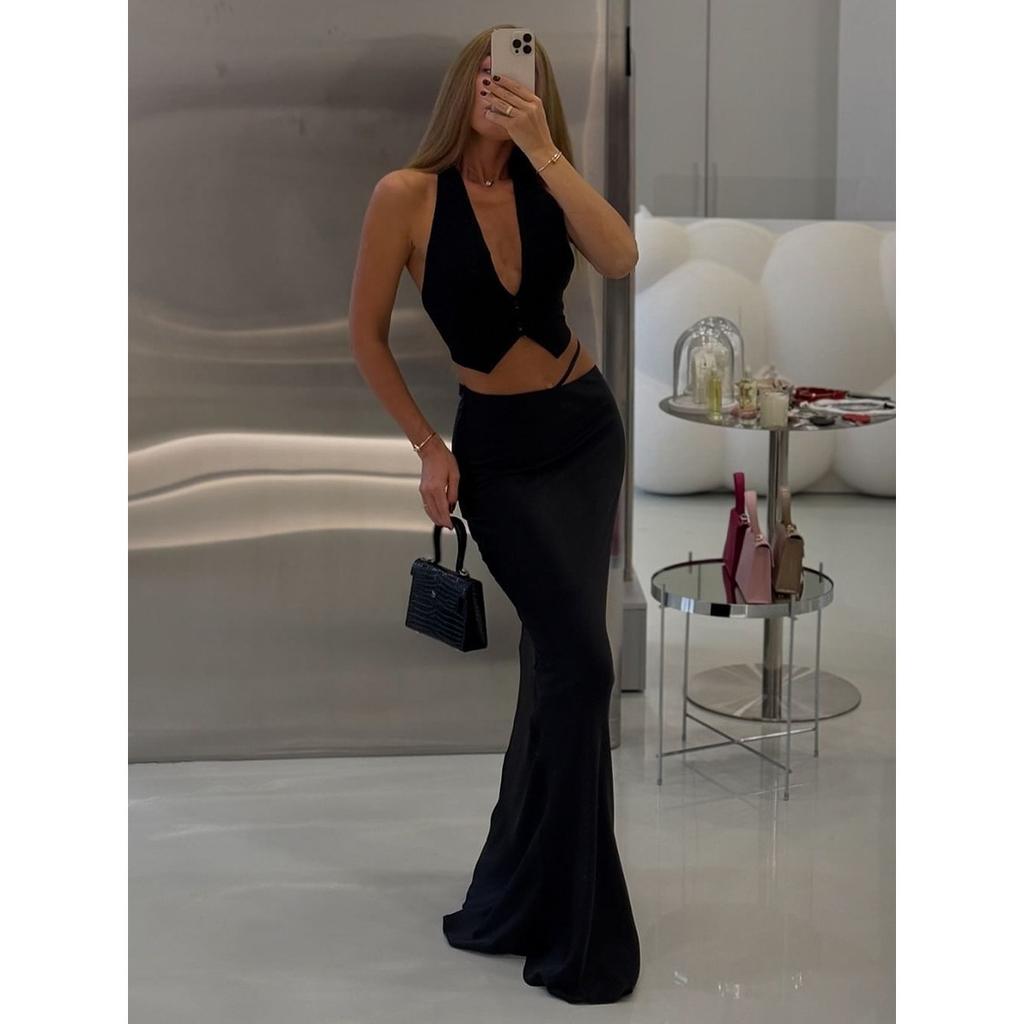 Spring Summer New Solid Color Long Maxi Pencil Skirt For Women, Comfortable Soft Slim Fit Elegant Ladies Skirt European American Style
