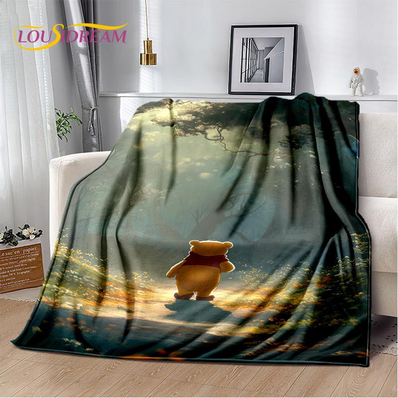 

Cute Winnie Pooh Bear Cartoon Soft Flannel Blanket for Bed Bedroom Sofa Picnic,Throw Blanket for Outdoors Leisure Gift Kid Cover 75x90cm