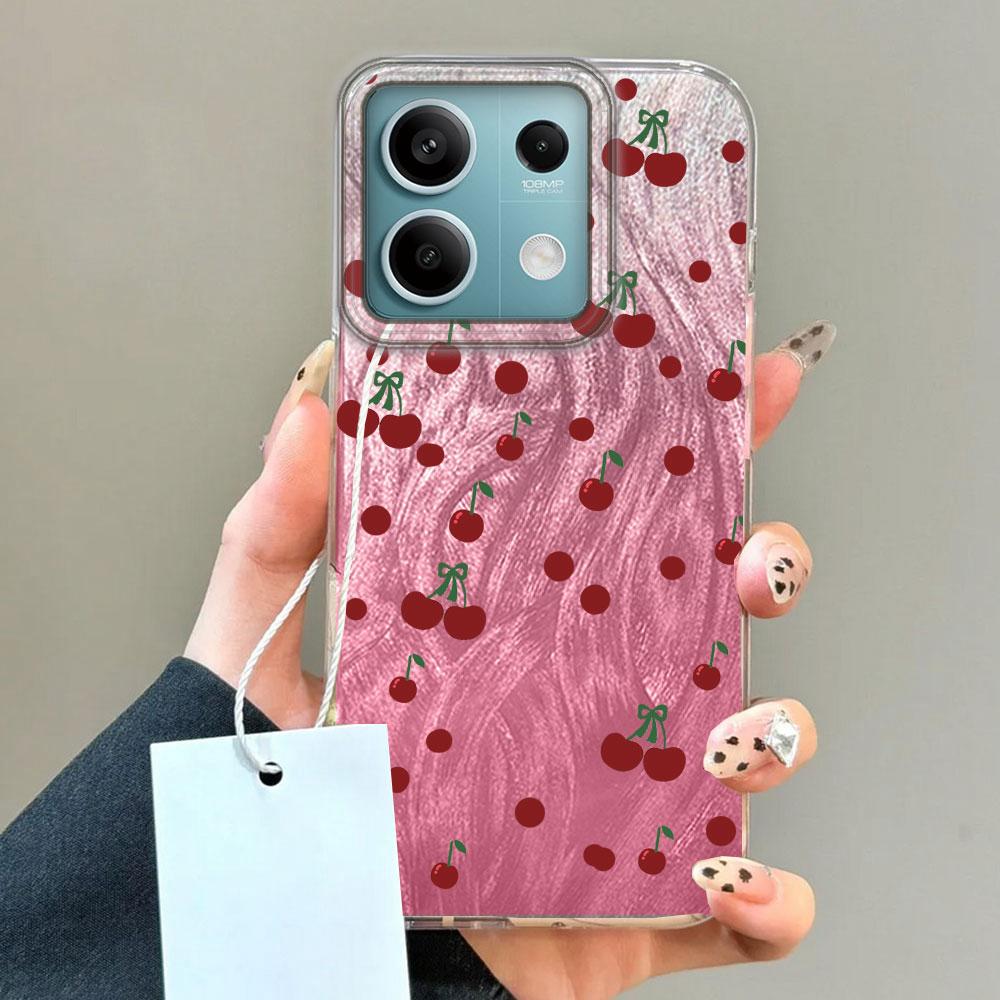 Summer Sweet Red Circular Dot Cherry Phone Case for Xiaomi Mi 13T 14T Pro 11 Lite NE 5G Couple Shell Silicone Back Bags Cover