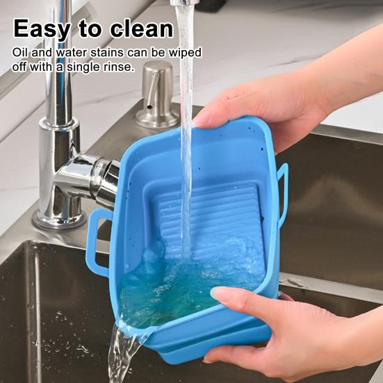 Square Silicone Air Fryer Liners Foldable Non-Stick Baking Tray with Grease Draining Grooves Heat-Resistant Dishwasher Safe Air Fryer Accessory