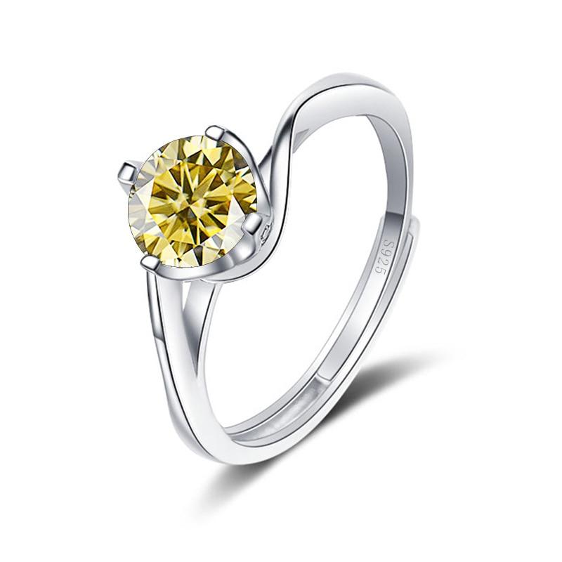 Bague Ringen 1ct VVS Moissanite Jewelry Snubní prsten 925 Sterling Silver pokovený bílým zlatem Čtyři otevřené prsteny Twist Design s drápy