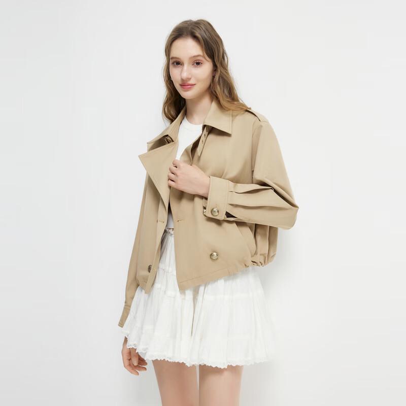 

Qiushui Yiren 2025 Spring Simple Drop-Shoulder Lapel Short Jacket M