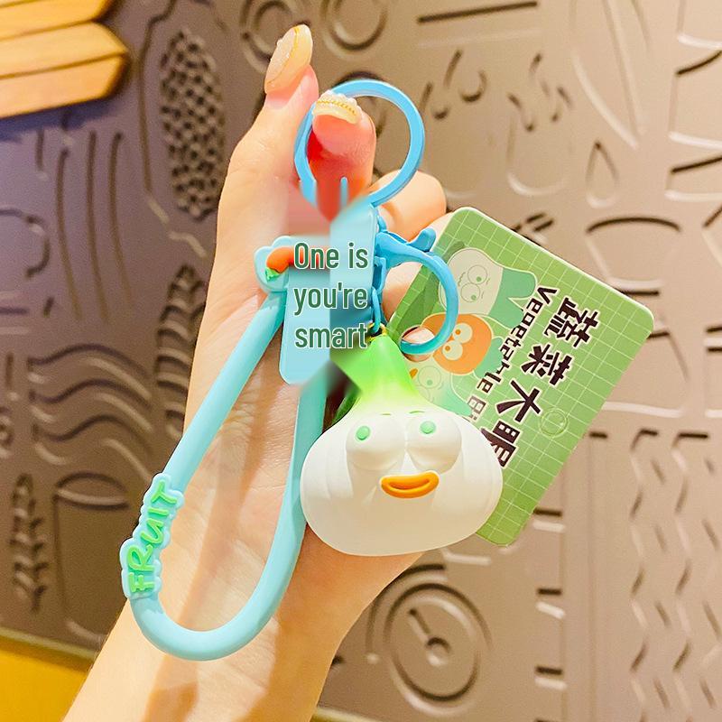 Chaveiro de Vegetal Fofo de Desenho Animado com Olhos Grandes - Pingente para Mochila e Presente Divertido para Casal