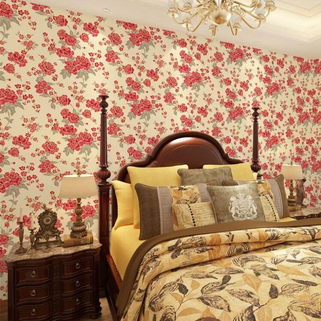 Red Peony Peel and Stick Wallpaper Waterpfoof Floral Contact Paper Self Adhesive Wall Paper Shelf Liner Dresser Cabinet Sticker