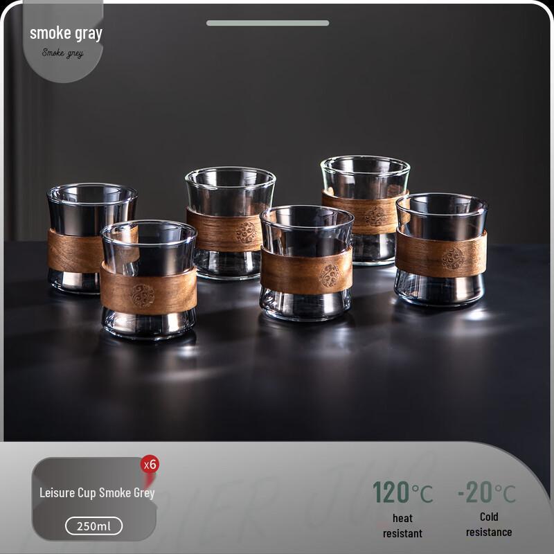 Naijiang Glass Drinkware Set with Walnut Wood Accents