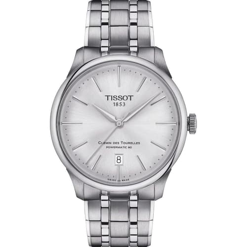 

Tissot Men s Chemin des Tourelles Powermatic 80 Watch, 39mm, Silver Dial, Bracelet, T1398071103100, Officially Imported