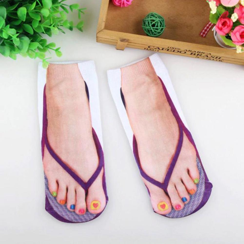 Schattige Voetprint 3D Sokken Voor Dames Kawaii Lage Enkel Femme Meisjes Katoenen Sokken Casual Grappig Creatieve Sokken Gelukkig Calcetines