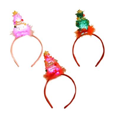 Light Up Headband Xmas Tree Shape Hair Hoop Party Headpiece Cosplay Costume Prop