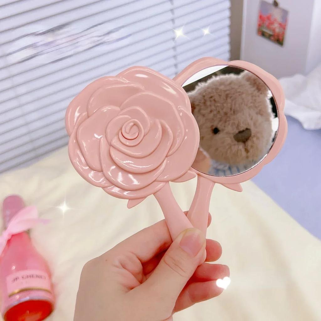 Retro Rose Flower Shape 3D Stereo Cosmetic Makeup Compact Mirror 4 Colors Choose Hand Mirror Compact Mirror Wholesale
