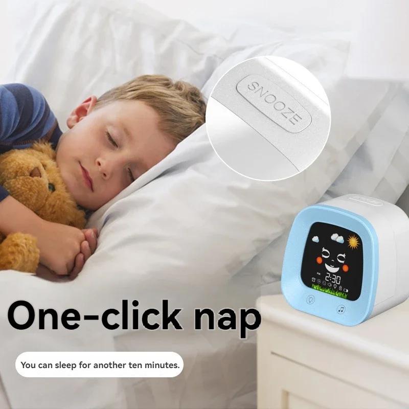 Cartoon Alarm Clock 4 Color Sleep Trainer Night Light Snooze Mode Television Shape Table Timepiece for Toddlers Kids