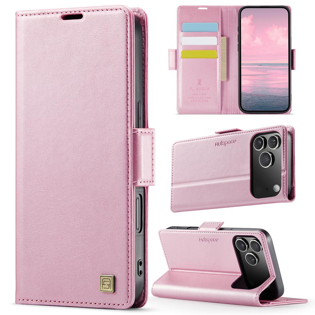 Dla iPhone 17 /17 Pro / 17 Pro Max / 17 Air. Etui portfelowe z przegródkami na karty i podpórką, skórzane etui z ochroną 360°