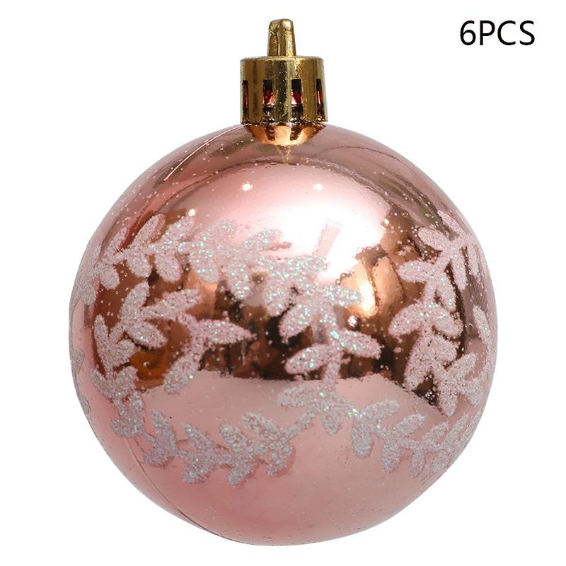 6Pcs 6cm Plastic Ball Christmas Tree Decor Willow Vine Pattern Painted Ball Festival Hanging Ornament
