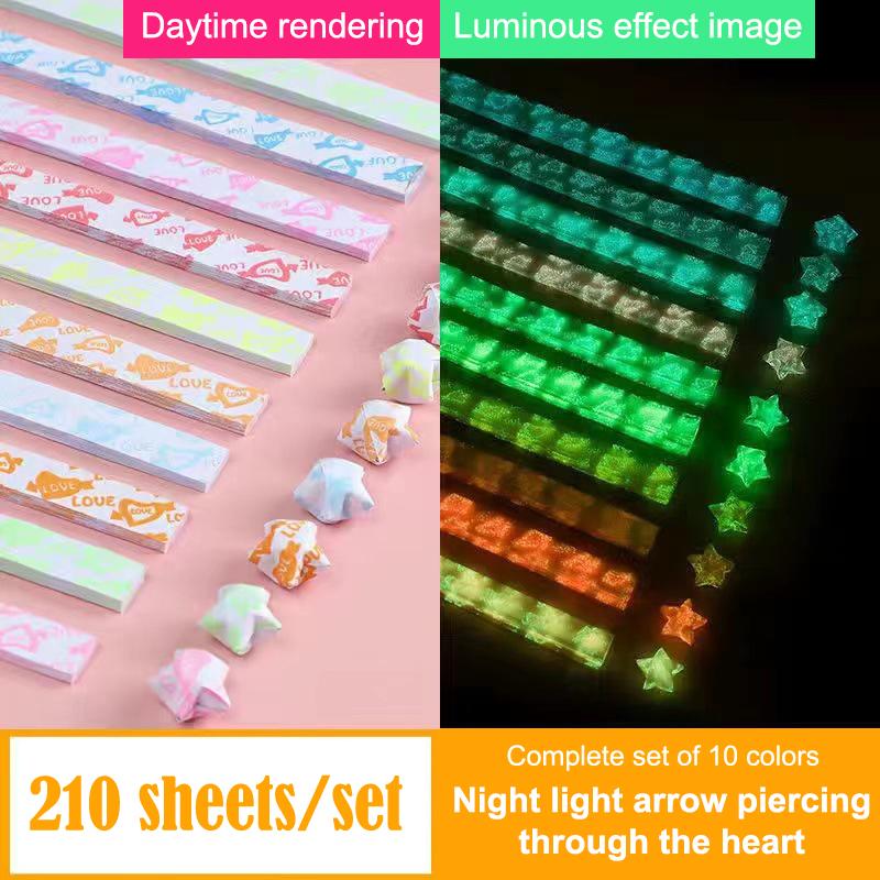 210 Sheets Luminous Origami Paper Stars Cute Folding Paper Lucky Star Origami Star Paper Strips For Diy Hand Paper Arts Crafts