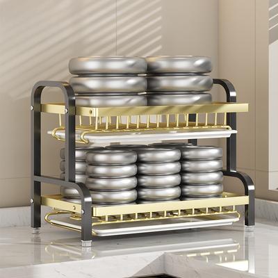 Dish Drying Rack 2-Tier Compact Kitchen Dish Rack Drainboard Set Large Rust-Proof Dish Drainer with Utensil Holder