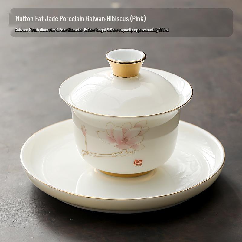 Dehua White Porcelain Sancai Gaiwan Ceramic Tea Set - Insulated Kung Fu Teacup and Brewing Bowl