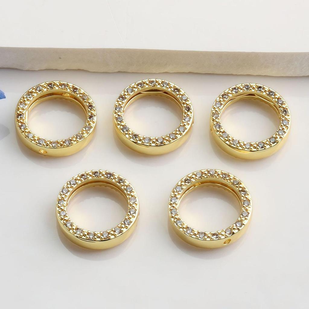 14K Gold Filled Zircon Spacer Beads for DIY Jewelry - Circle Bead Components for Bracelets & Necklaces