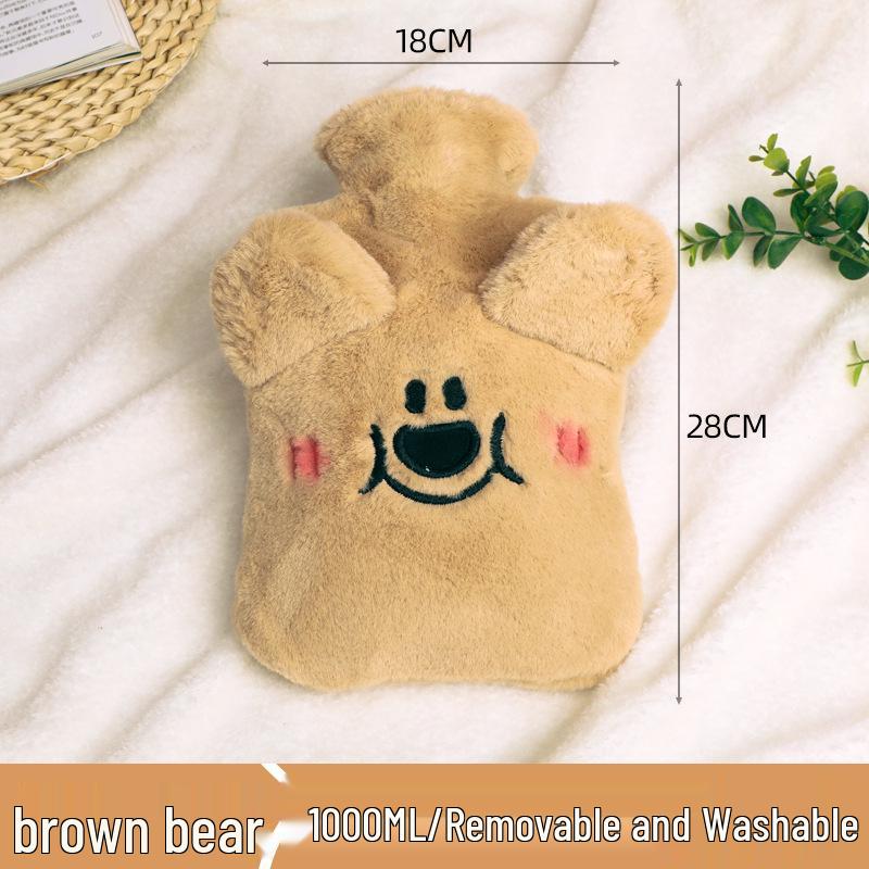 Bouteille d'eau chaude d'hiver en peluche épaisse: Anti-Explosion, Design Mignon Dessin Animé, Chauffe-Mains Portable pour Étudiants