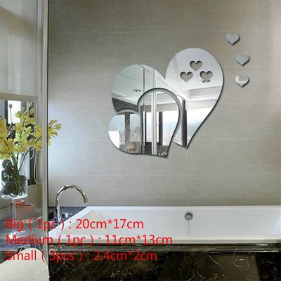 3D Spiegel Herz Wandtattoo Aufkleber DIY Home Art Mural Dekoration Zimmer