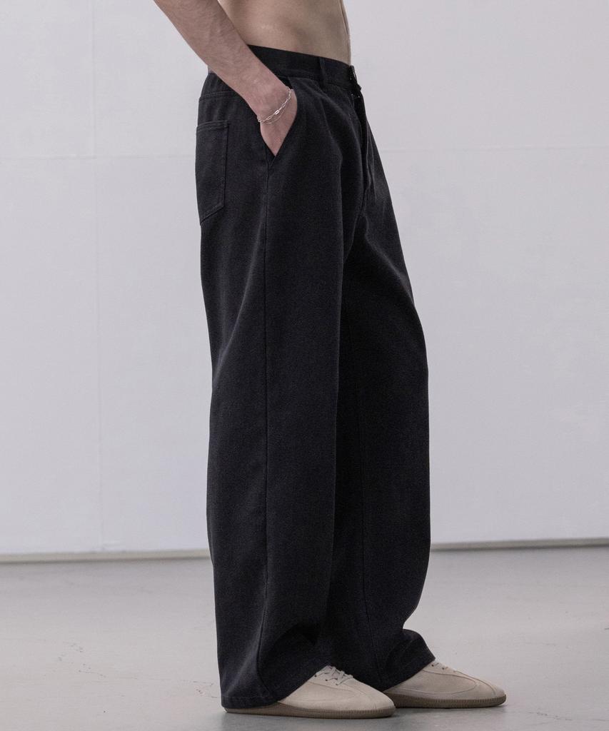 Dekkoloso Twill Cotton Semi-Wide Pants [Black]