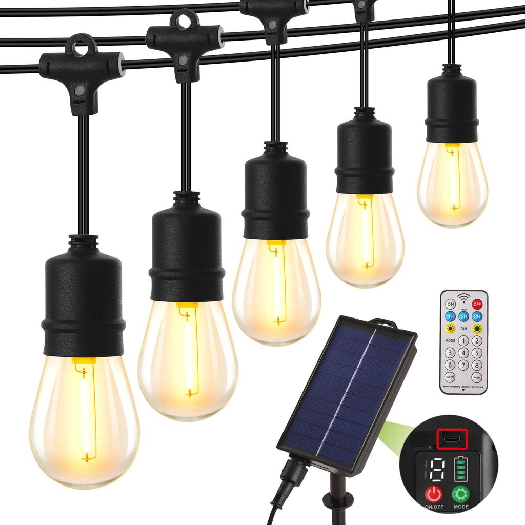 YOSION Solar String Automatic Nighttime 4 Dimming PC Warm 10 LED Perfect for Indoor and Outdoor Garden Lighting Lights, 12m, Rainproof, Turn-On,